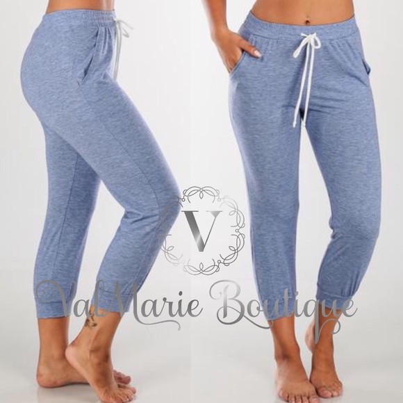 ValMarie Pants - Blue soft Capri length lounge pant